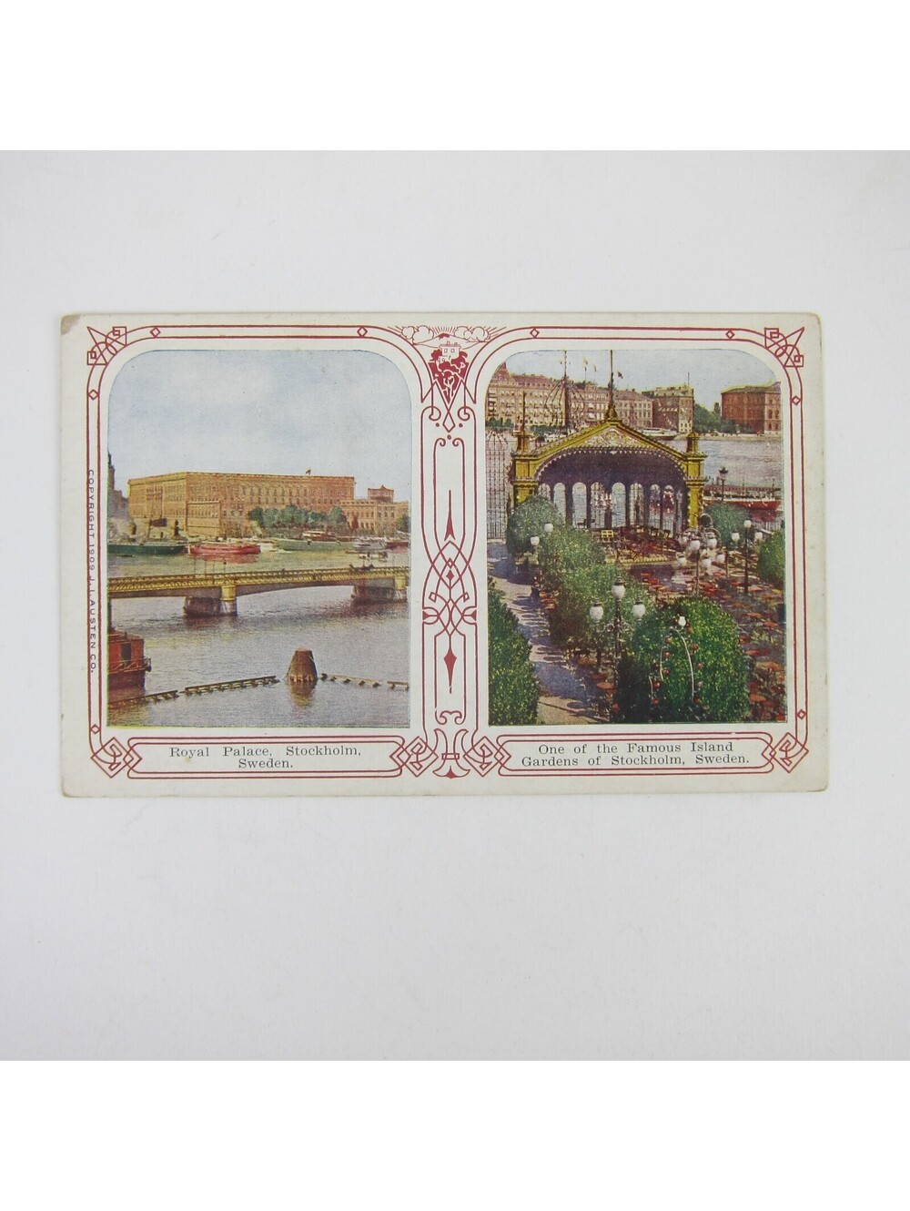 Postcard Stockholm Sweden Royal Palace & Famous Island Gardens Antique Unposted